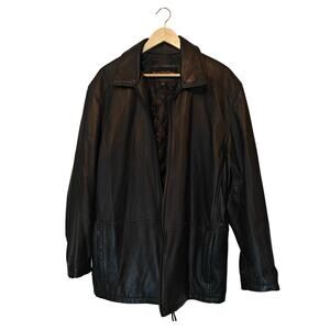 Marc New York Andrew Marc Black Leather Jacket M Zip Front Coat